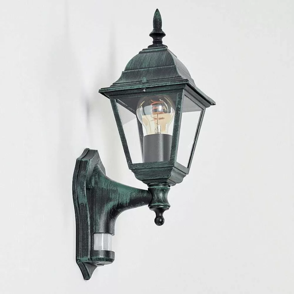hofstein Applique Murale D'Exterieur Naofe Vert, Noir, 1 Lumiere, Detecteur De Mouvement