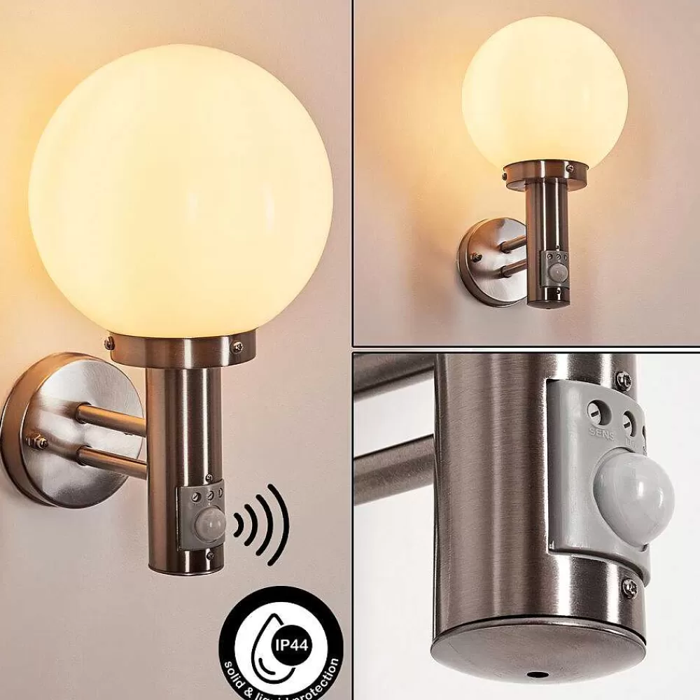 hofstein Applique Murale D'Exterieur Napaskiak Nickel Mat, 1 Lumiere, Detecteur De Mouvement