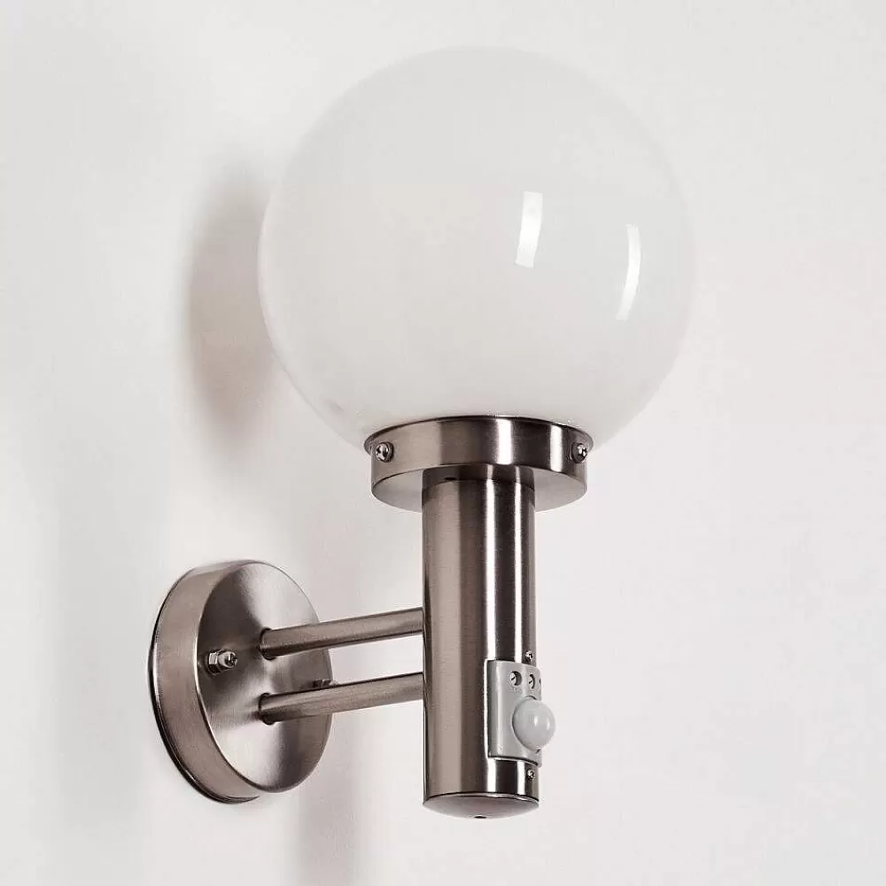 hofstein Applique Murale D'Exterieur Napaskiak Nickel Mat, 1 Lumiere, Detecteur De Mouvement