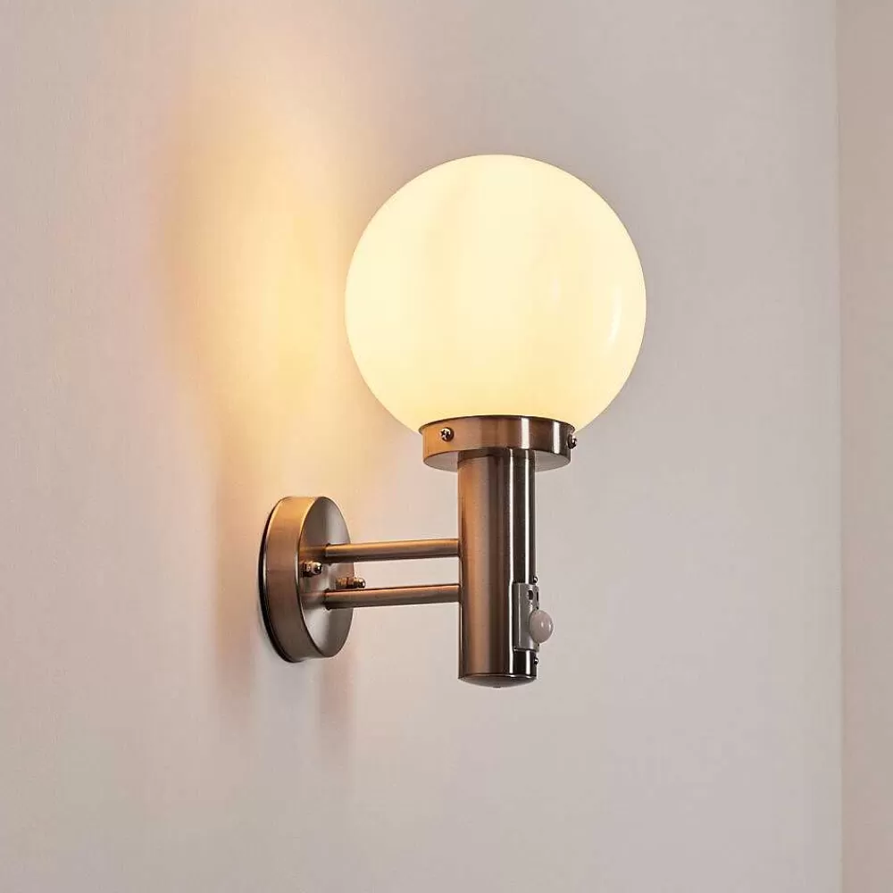 hofstein Applique Murale D'Exterieur Napaskiak Nickel Mat, 1 Lumiere, Detecteur De Mouvement