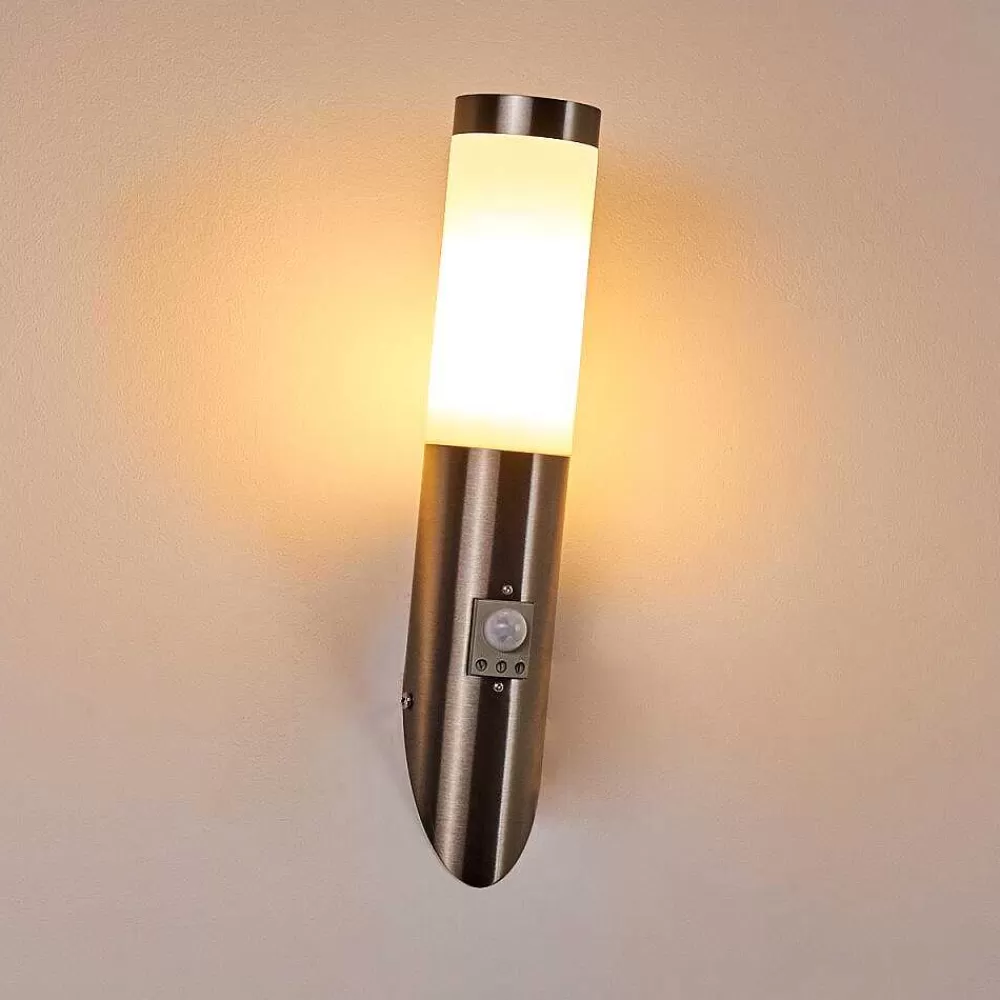 hofstein Applique Murale D'Exterieur Norburg Acier Inoxydable, 1 Lumiere, Detecteur De Mouvement