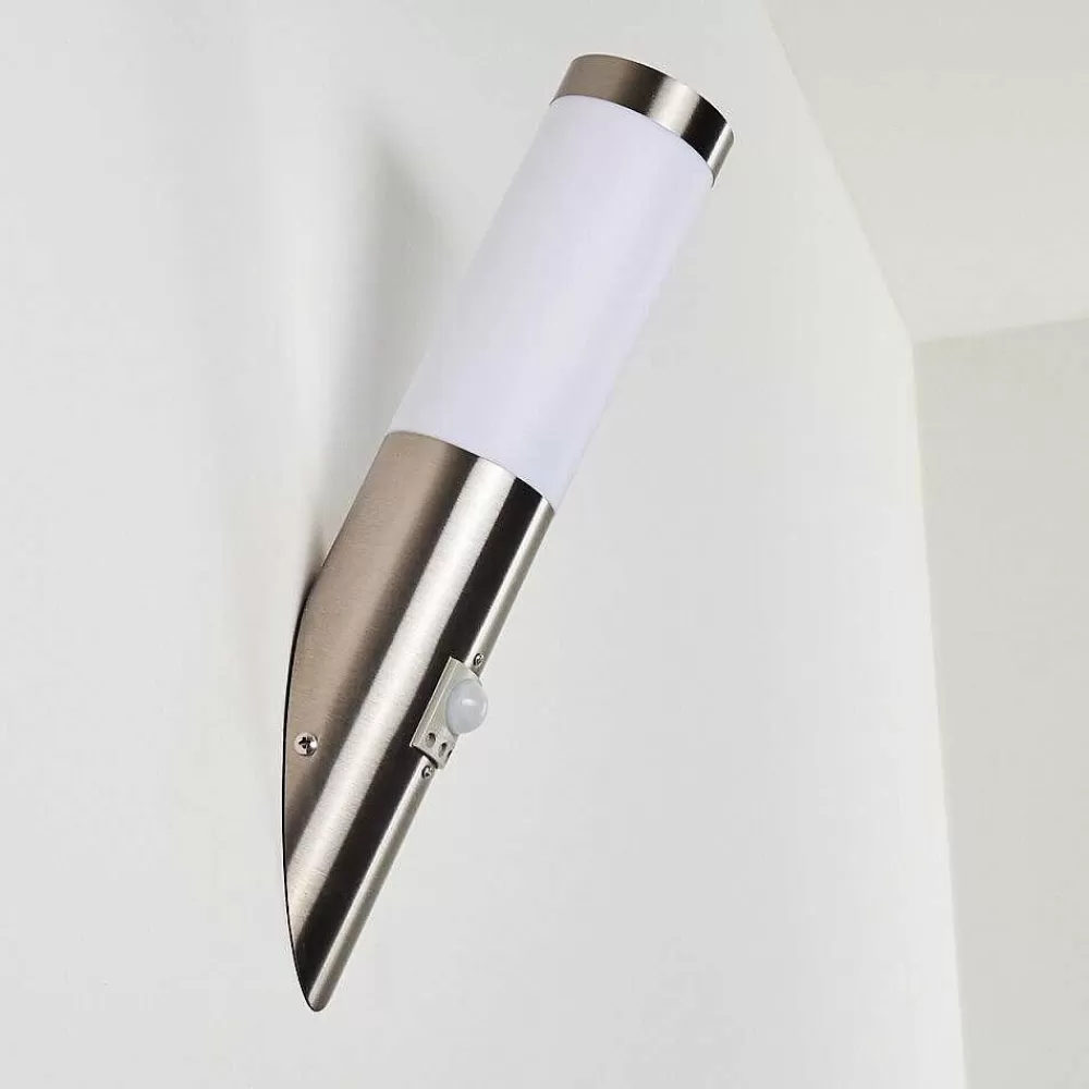 hofstein Applique Murale D'Exterieur Norburg Acier Inoxydable, 1 Lumiere, Detecteur De Mouvement