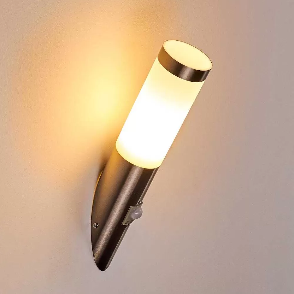 hofstein Applique Murale D'Exterieur Norburg Acier Inoxydable, 1 Lumiere, Detecteur De Mouvement