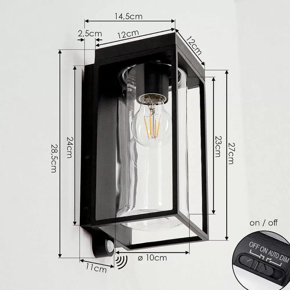 hofstein Applique Murale D'Exterieur Palanga Led Noir, 1 Lumiere, Detecteur De Mouvement