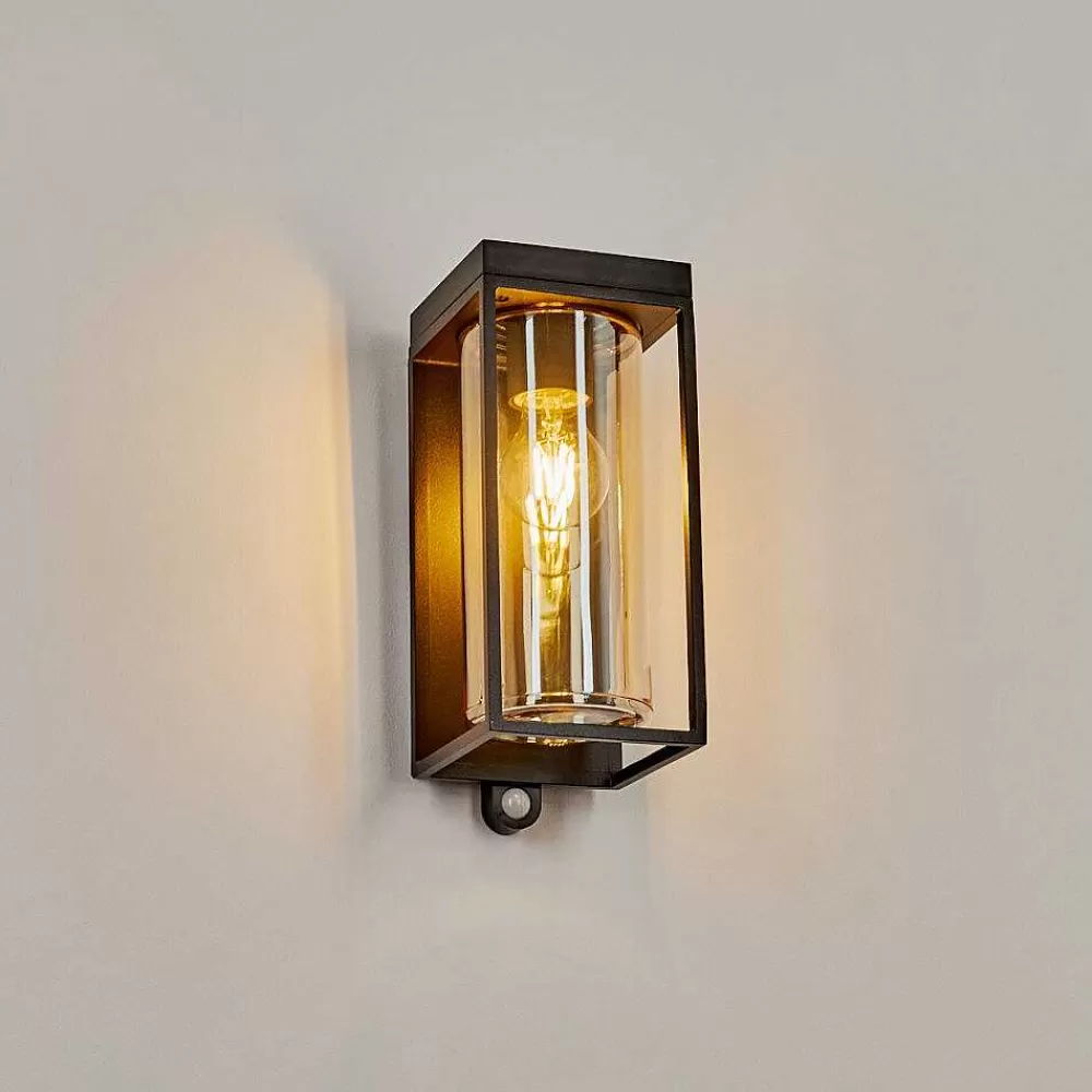 hofstein Applique Murale D'Exterieur Palanga Led Noir, 1 Lumiere, Detecteur De Mouvement