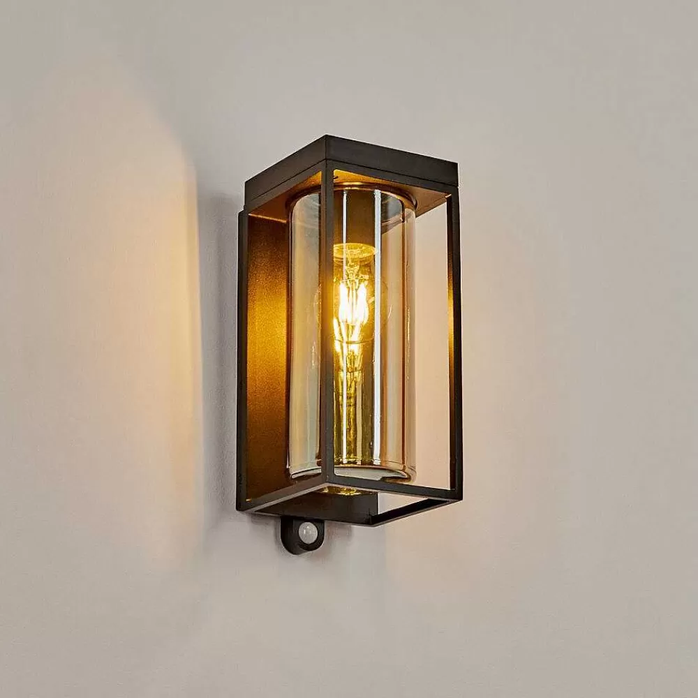 hofstein Applique Murale D'Exterieur Palanga Led Noir, 1 Lumiere, Detecteur De Mouvement