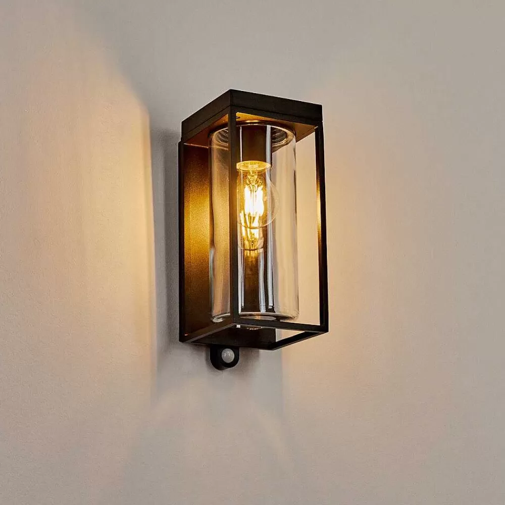 hofstein Applique Murale D'Exterieur Palanga Led Noir, 1 Lumiere, Detecteur De Mouvement