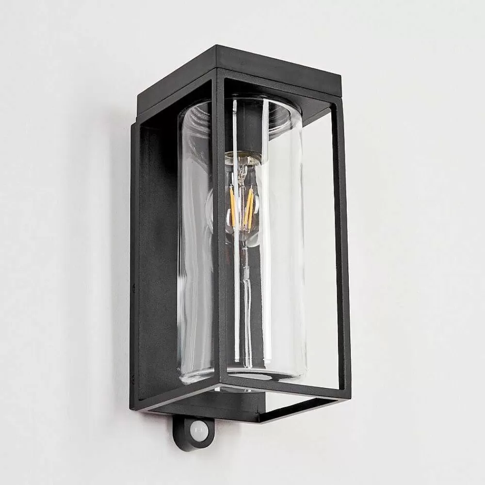 hofstein Applique Murale D'Exterieur Palanga Led Noir, 1 Lumiere, Detecteur De Mouvement