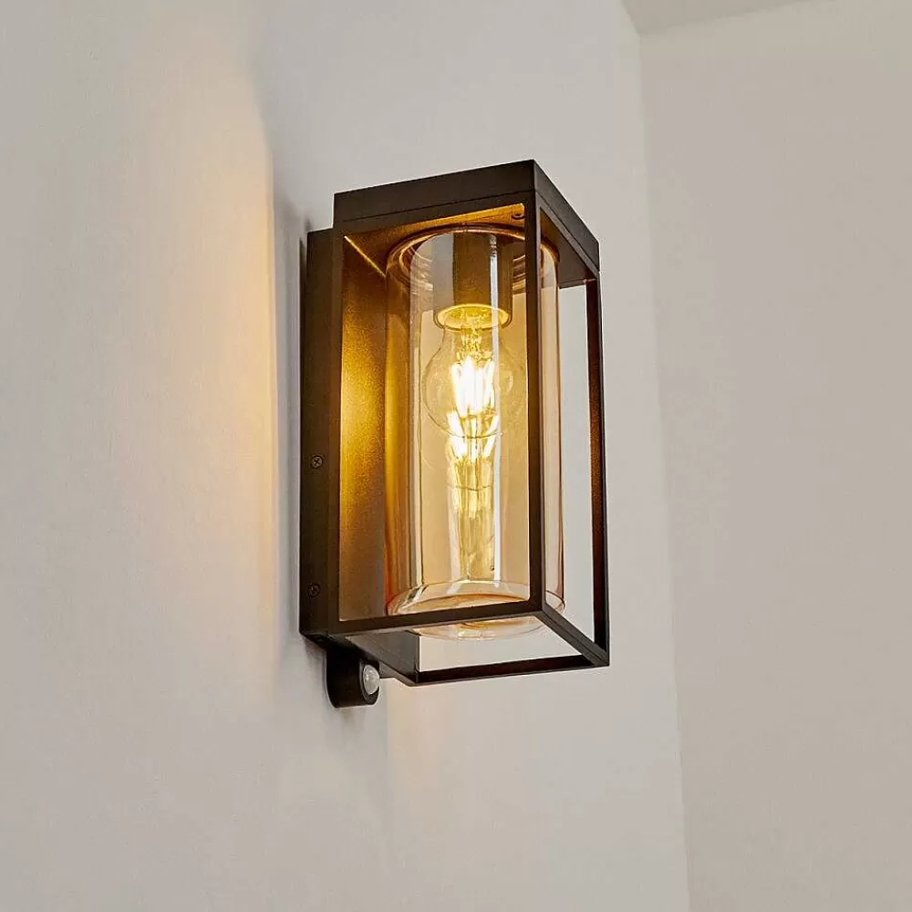 hofstein Applique Murale D'Exterieur Palanga Led Noir, 1 Lumiere, Detecteur De Mouvement