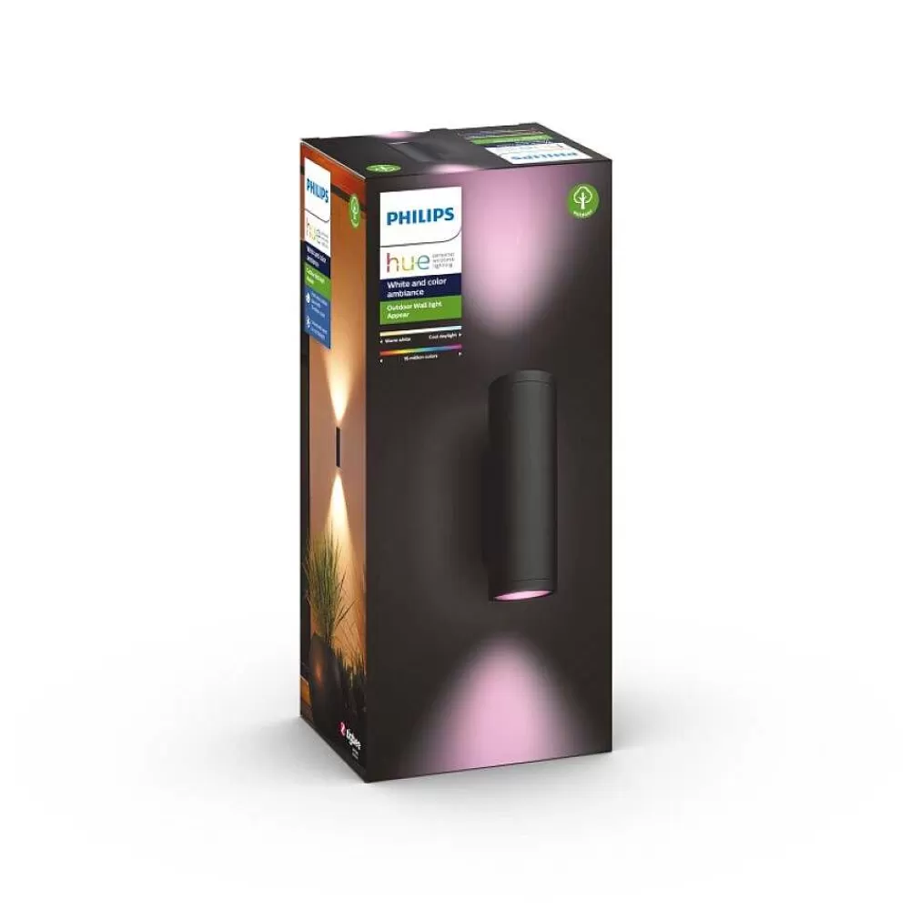 Luminaires Philips Applique Murale D'Exterieur Philips Hue Ambiance White & Color Appear Led Noir, 2 Lumieres, Changeur De Couleurs