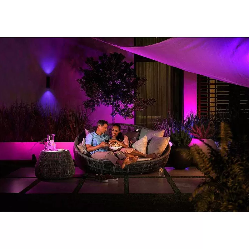 Luminaires Philips Applique Murale D'Exterieur Philips Hue Ambiance White & Color Appear Led Noir, 2 Lumieres, Changeur De Couleurs