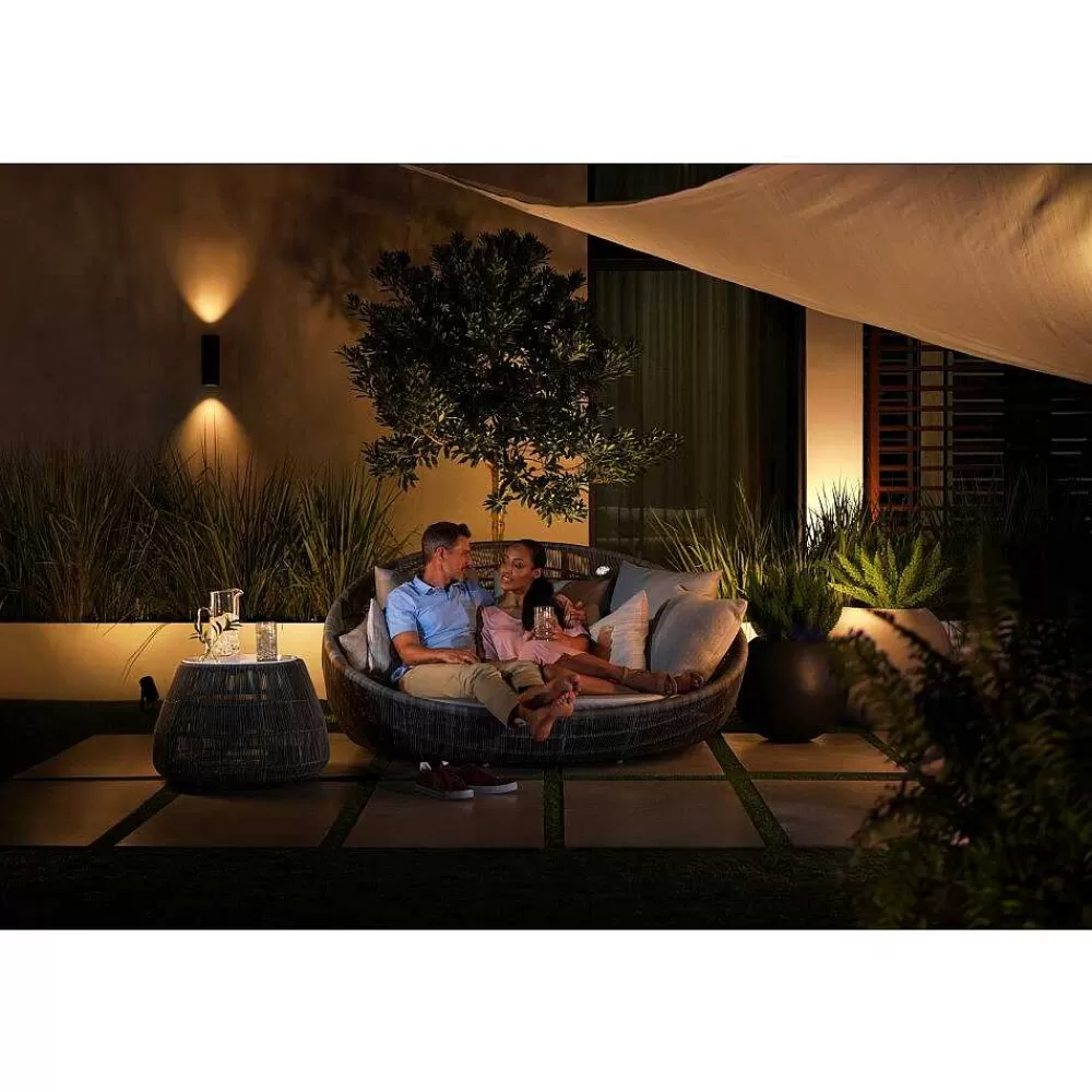 Luminaires Philips Applique Murale D'Exterieur Philips Hue Ambiance White & Color Appear Led Noir, 2 Lumieres, Changeur De Couleurs