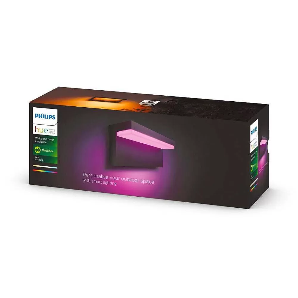 Luminaires Philips Applique Murale D'Exterieur Philips Hue Nyro Led Noir, 1 Lumiere, Changeur De Couleurs