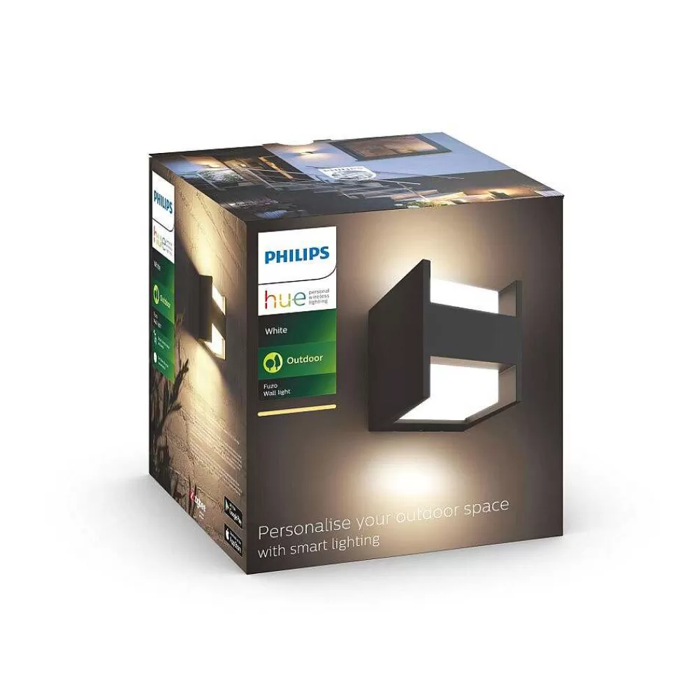 Luminaires Philips Applique Murale D'Exterieur Philips Hue White Fuzo Led Noir, 1 Lumiere