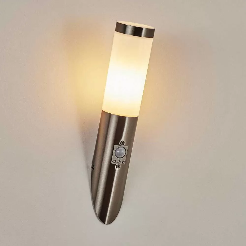 hofstein Applique Murale D'Exterieur Sessa Nickel Mat, 1 Lumiere, Detecteur De Mouvement