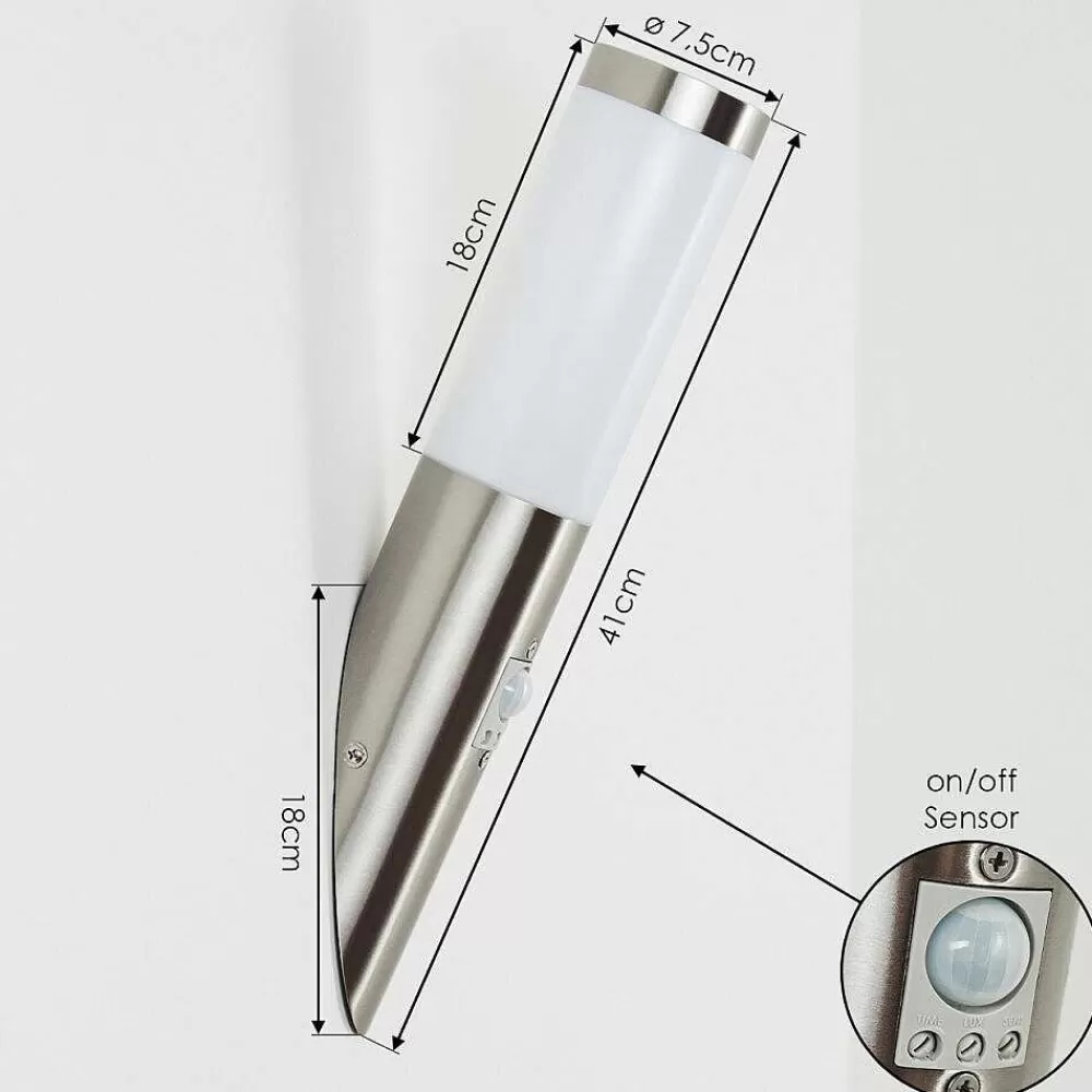 hofstein Applique Murale D'Exterieur Sessa Nickel Mat, 1 Lumiere, Detecteur De Mouvement