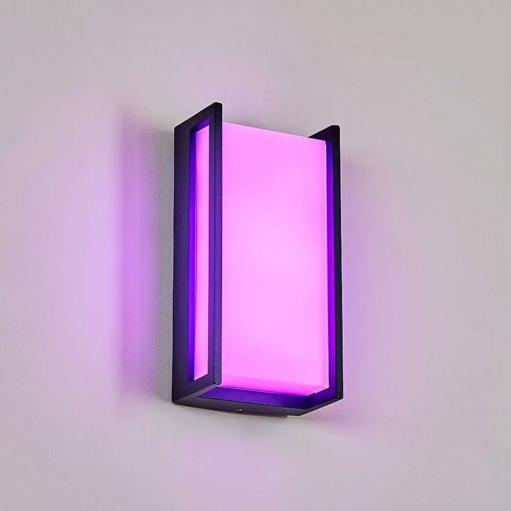 hofstein Applique Murale D'Exterieur Skove Led Anthracite, 1 Lumiere, Changeur De Couleurs
