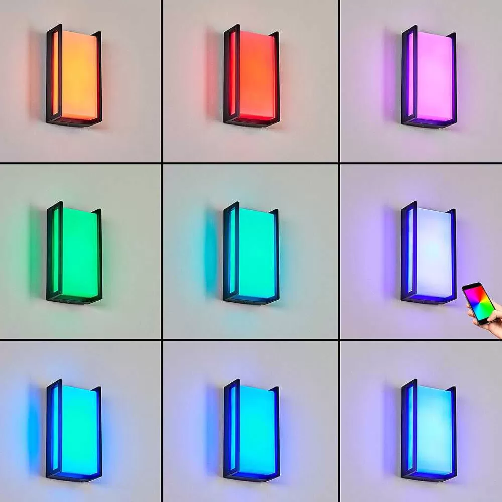 hofstein Applique Murale D'Exterieur Skove Led Anthracite, 1 Lumiere, Changeur De Couleurs