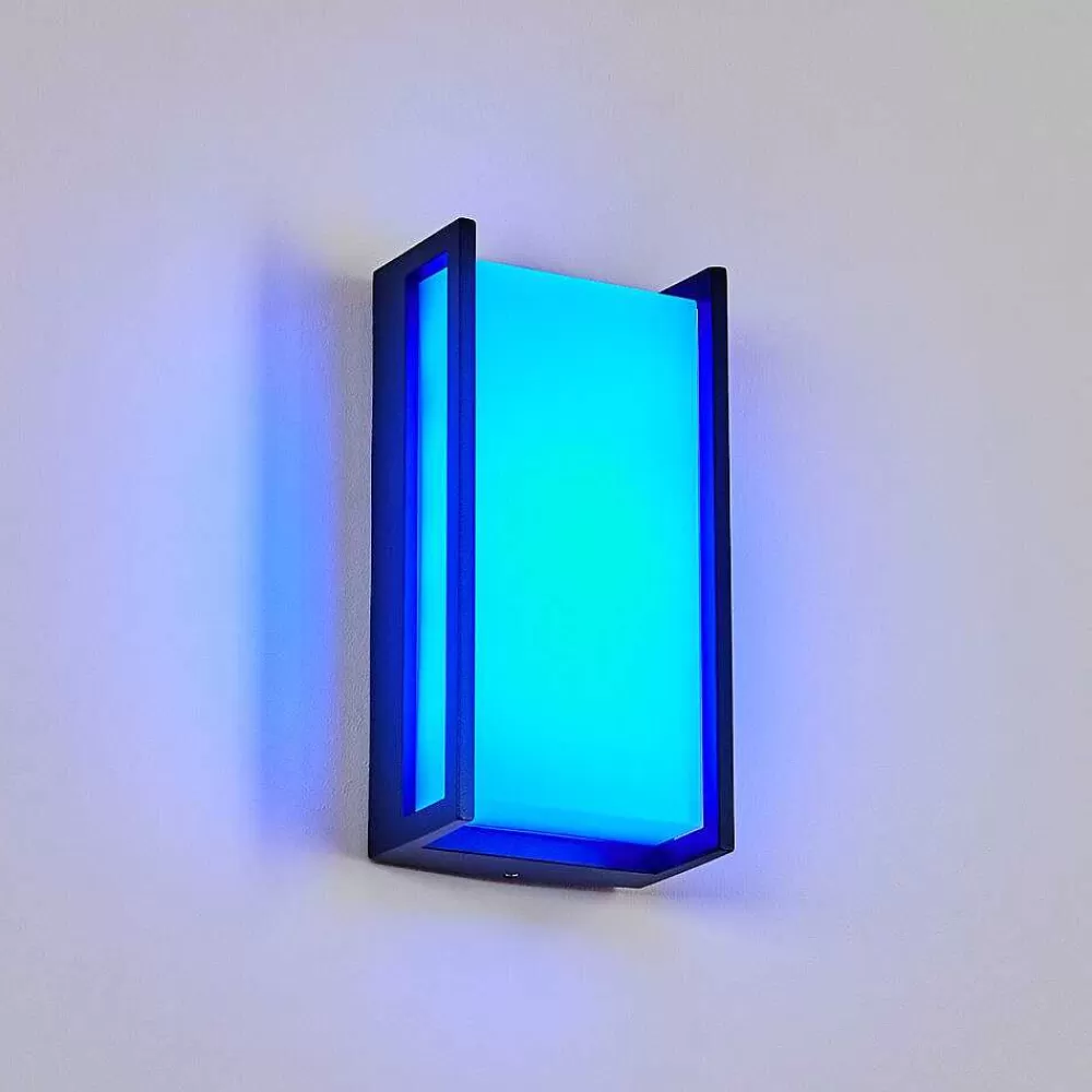hofstein Applique Murale D'Exterieur Skove Led Anthracite, 1 Lumiere, Changeur De Couleurs