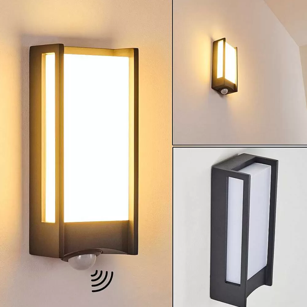hofstein Applique Murale D'Exterieur Skove Led Anthracite, 1 Lumiere, Detecteur De Mouvement