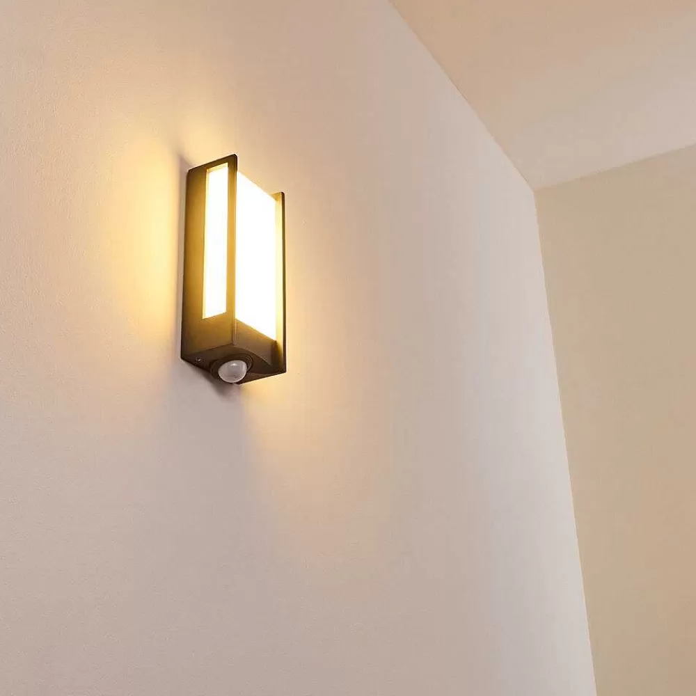 hofstein Applique Murale D'Exterieur Skove Led Anthracite, 1 Lumiere, Detecteur De Mouvement
