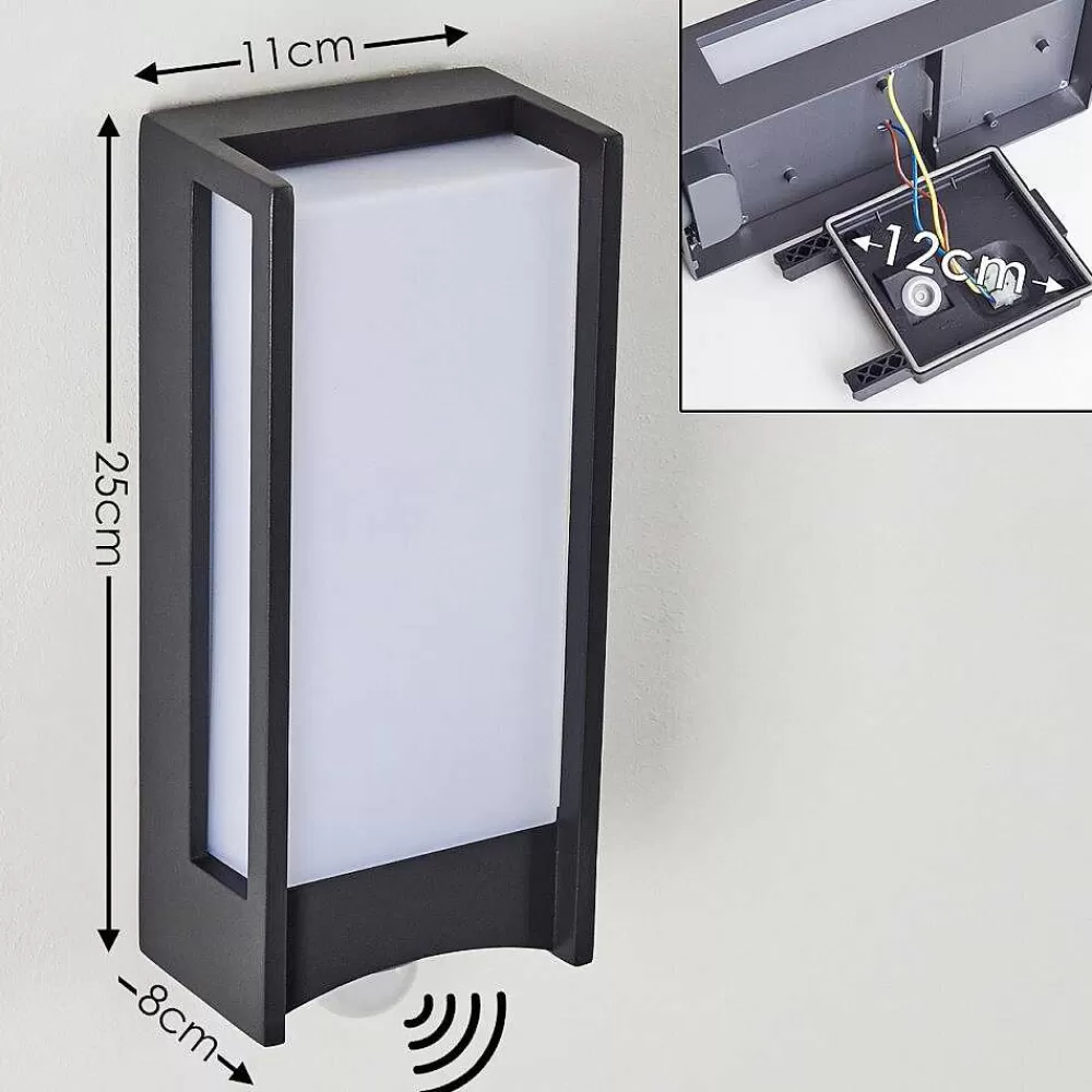 hofstein Applique Murale D'Exterieur Skove Led Anthracite, 1 Lumiere, Detecteur De Mouvement