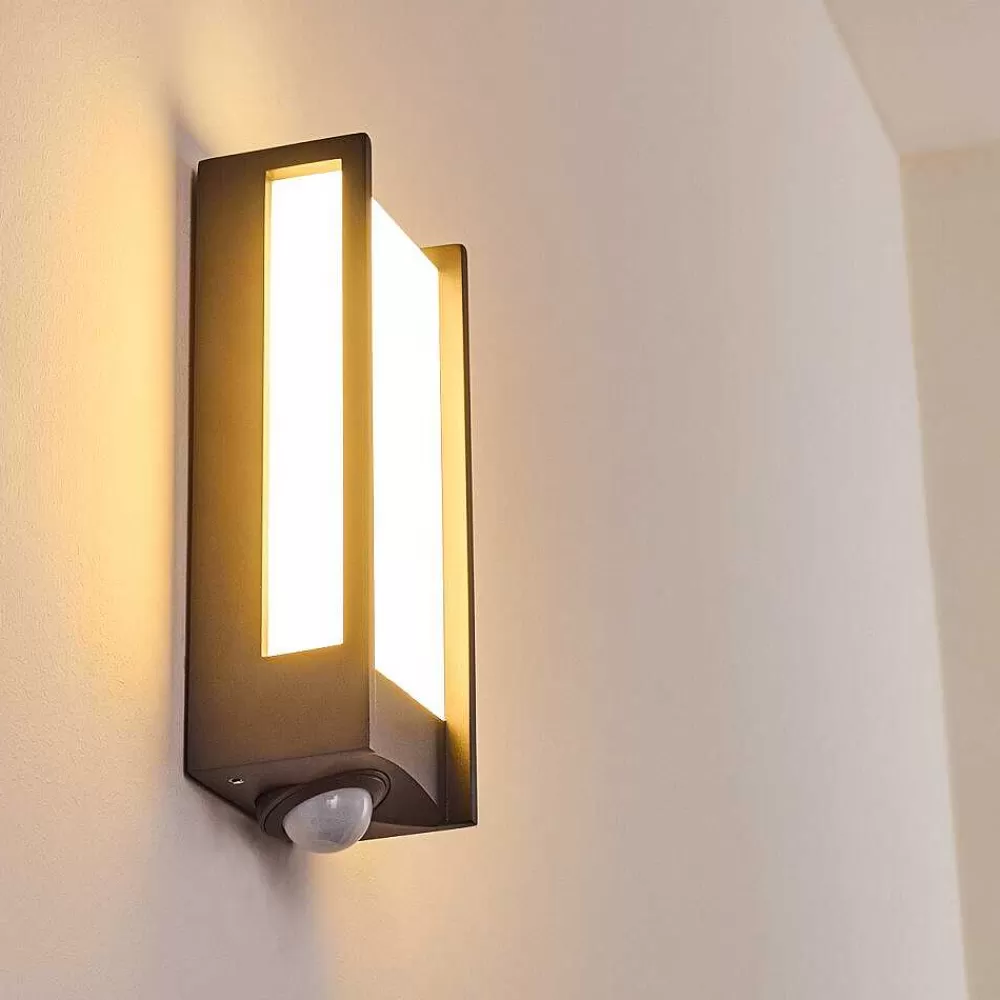 hofstein Applique Murale D'Exterieur Skove Led Anthracite, 1 Lumiere, Detecteur De Mouvement