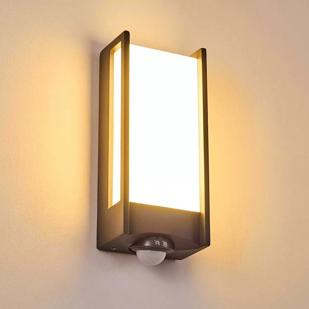 hofstein Applique Murale D'Exterieur Skove Led Anthracite, 1 Lumiere, Detecteur De Mouvement