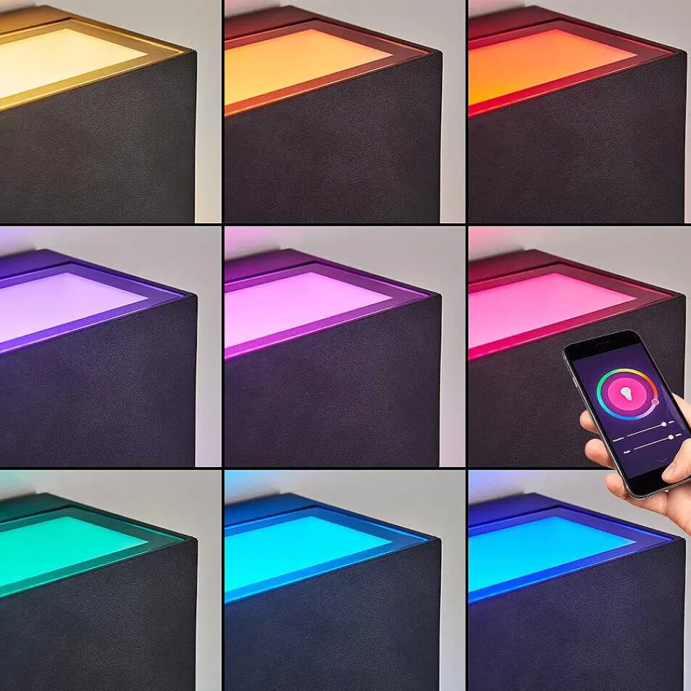 hofstein Applique Murale D'Exterieur Spidern Led Anthracite, 1 Lumiere, Changeur De Couleurs