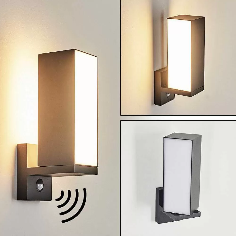 hofstein Applique Murale D'Exterieur Swanek Led Anthracite, 1 Lumiere, Detecteur De Mouvement