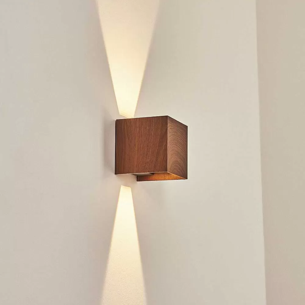 hofstein Applique Murale D'Exterieur Tamarin Led Anthracite, Brun, Couleur Bois, 1 Lumiere