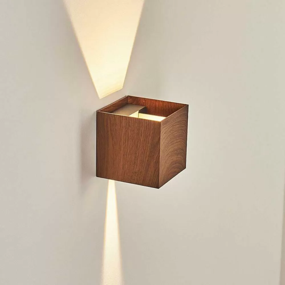 hofstein Applique Murale D'Exterieur Tamarin Led Anthracite, Brun, Couleur Bois, 1 Lumiere