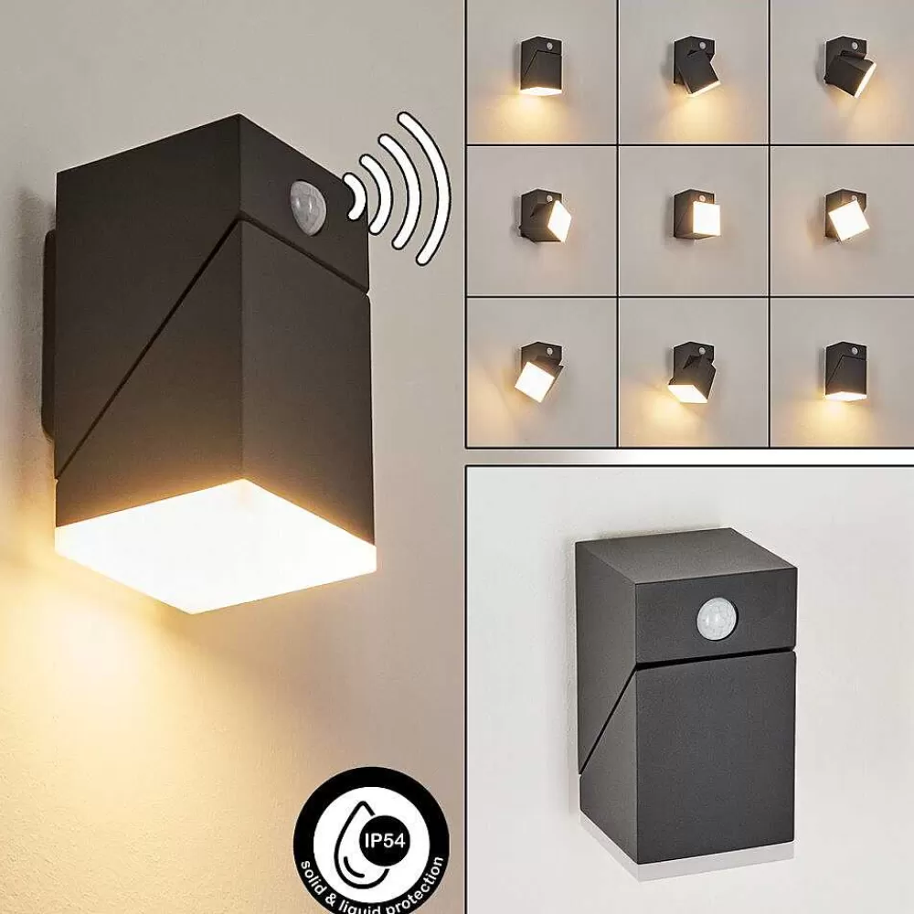 hofstein Applique Murale D'Exterieur Toogong Led Anthracite, 1 Lumiere, Detecteur De Mouvement