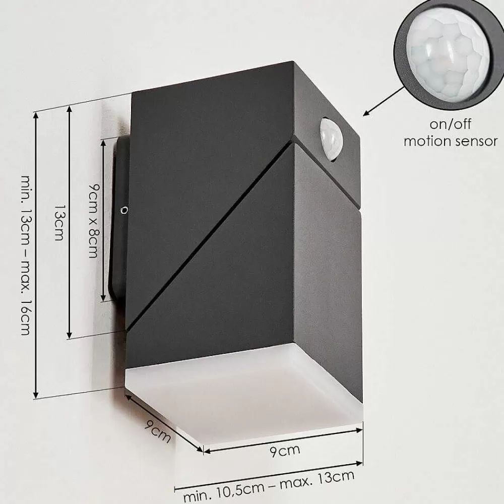 hofstein Applique Murale D'Exterieur Toogong Led Anthracite, 1 Lumiere, Detecteur De Mouvement