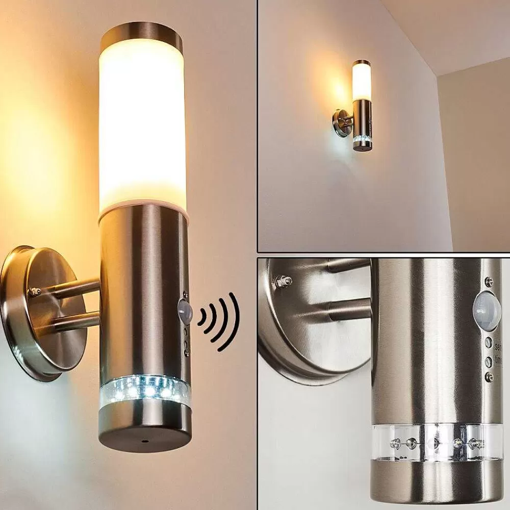hofstein Applique Murale D'Exterieur Walise Acier Inoxydable, 1 Lumiere, Detecteur De Mouvement