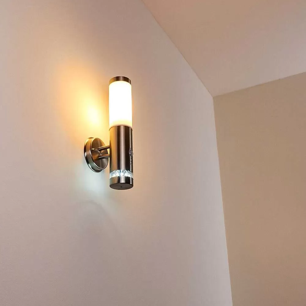 hofstein Applique Murale D'Exterieur Walise Acier Inoxydable, 1 Lumiere, Detecteur De Mouvement