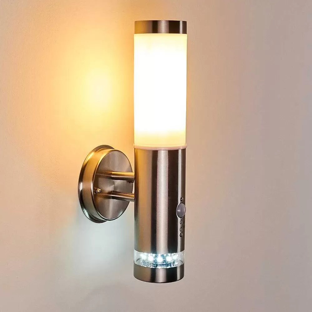 hofstein Applique Murale D'Exterieur Walise Acier Inoxydable, 1 Lumiere, Detecteur De Mouvement