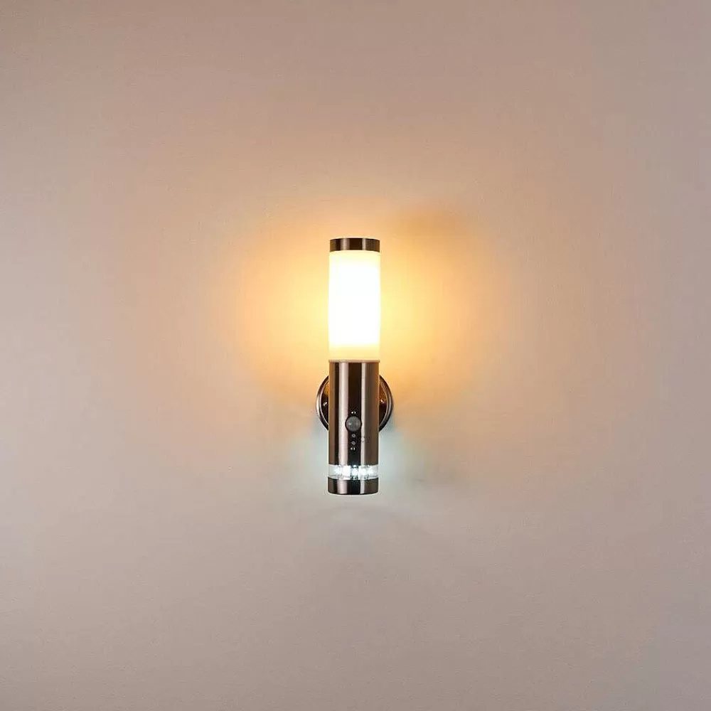 hofstein Applique Murale D'Exterieur Walise Acier Inoxydable, 1 Lumiere, Detecteur De Mouvement