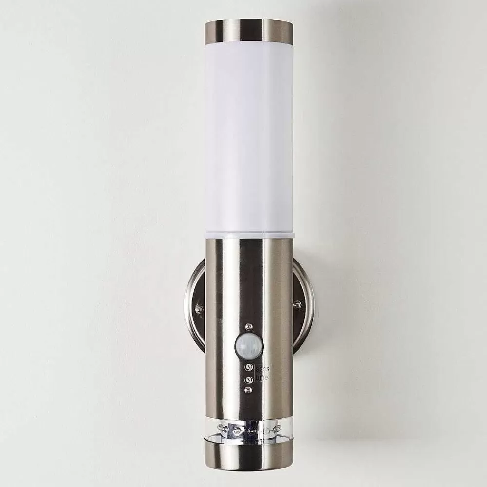 hofstein Applique Murale D'Exterieur Walise Acier Inoxydable, 1 Lumiere, Detecteur De Mouvement