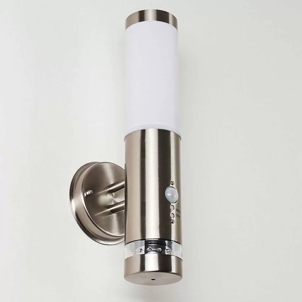 hofstein Applique Murale D'Exterieur Walise Acier Inoxydable, 1 Lumiere, Detecteur De Mouvement