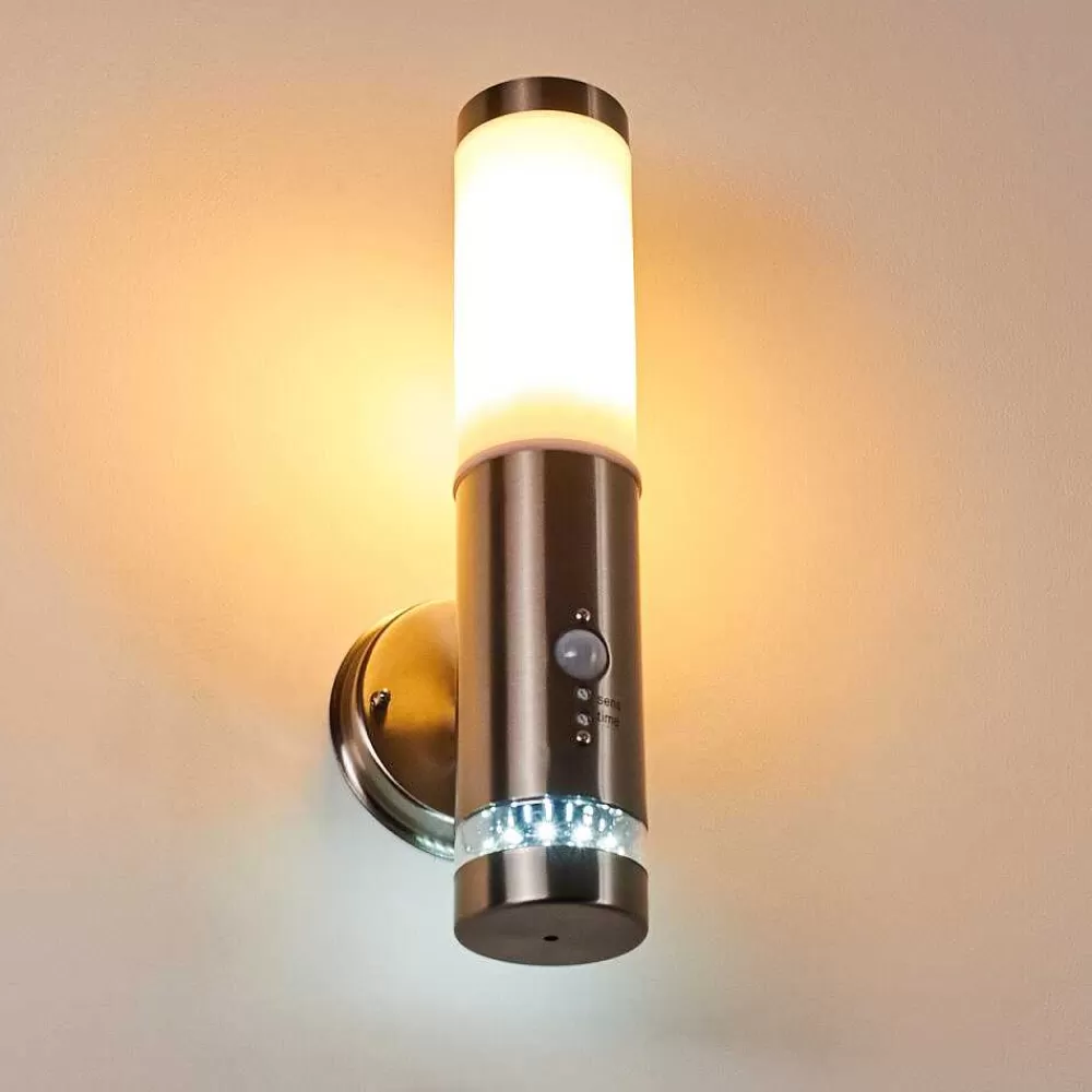 hofstein Applique Murale D'Exterieur Walise Acier Inoxydable, 1 Lumiere, Detecteur De Mouvement