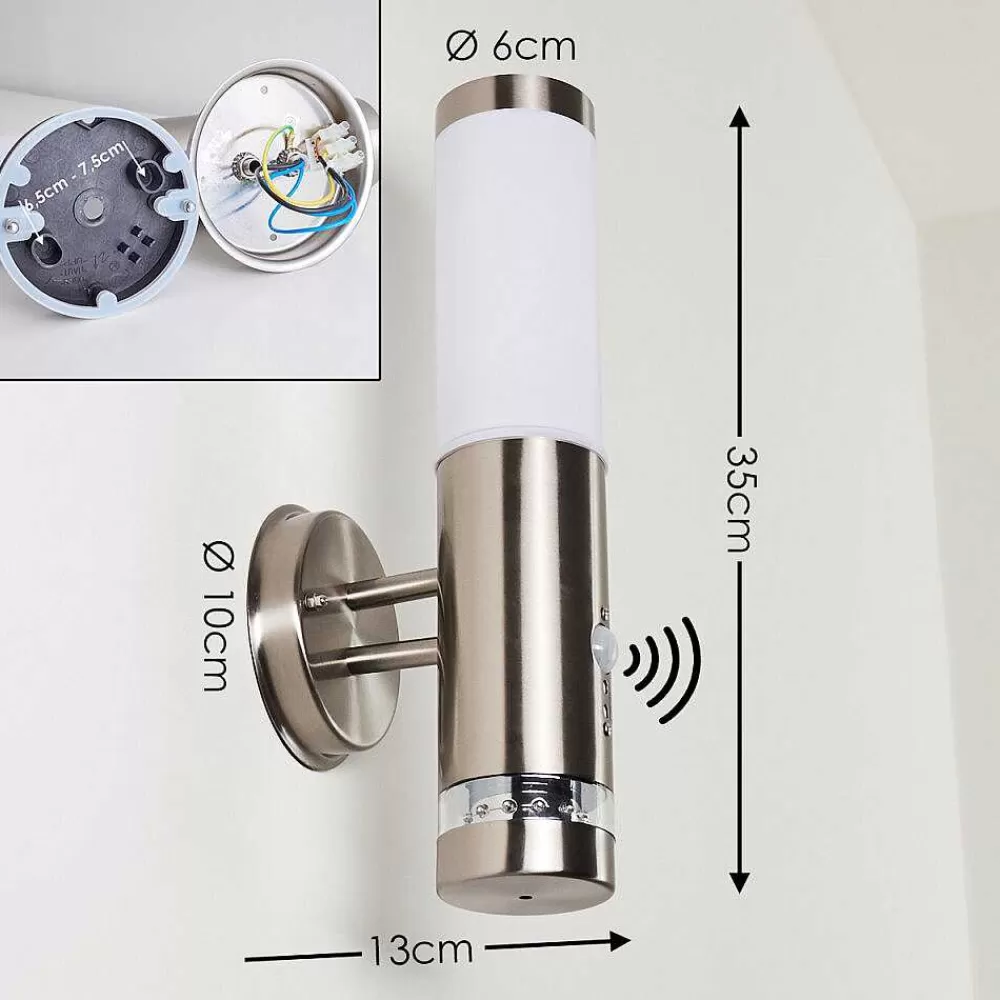 hofstein Applique Murale D'Exterieur Walise Acier Inoxydable, 1 Lumiere, Detecteur De Mouvement