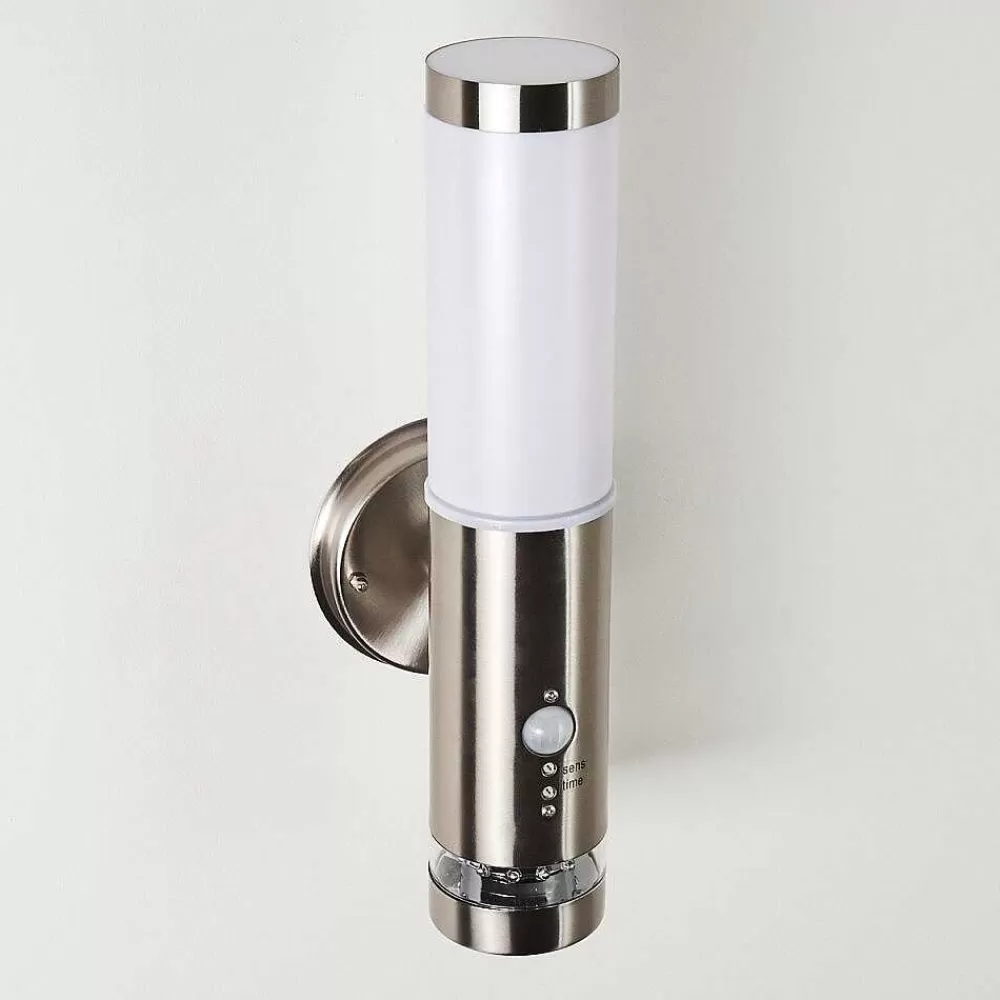 hofstein Applique Murale D'Exterieur Walise Acier Inoxydable, 1 Lumiere, Detecteur De Mouvement