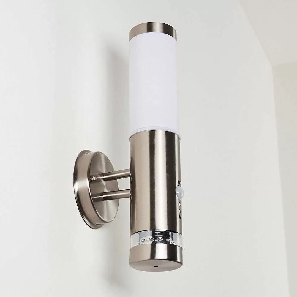 hofstein Applique Murale D'Exterieur Walise Acier Inoxydable, 1 Lumiere, Detecteur De Mouvement