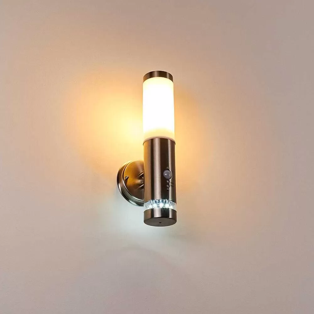 hofstein Applique Murale D'Exterieur Walise Acier Inoxydable, 1 Lumiere, Detecteur De Mouvement