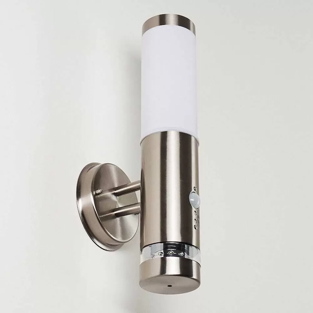 hofstein Applique Murale D'Exterieur Walise Acier Inoxydable, 1 Lumiere, Detecteur De Mouvement