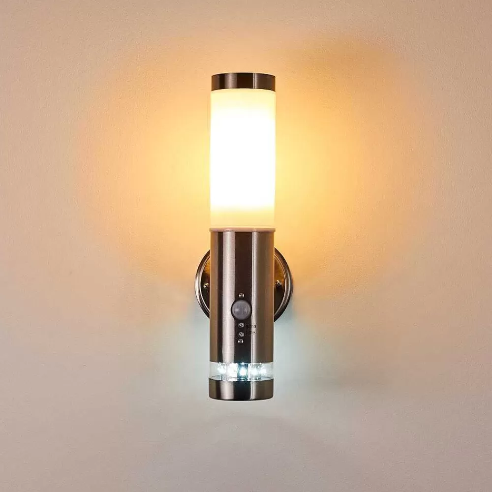 hofstein Applique Murale D'Exterieur Walise Acier Inoxydable, 1 Lumiere, Detecteur De Mouvement