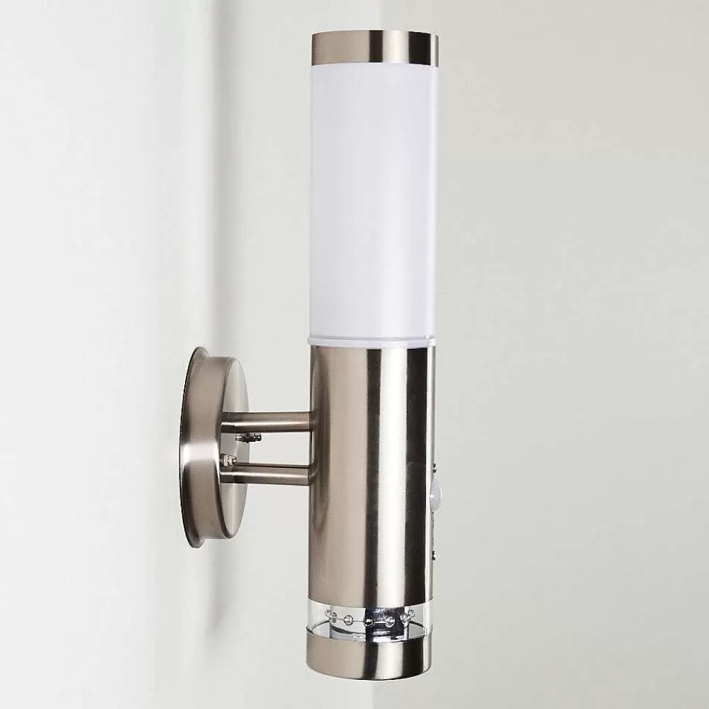 hofstein Applique Murale D'Exterieur Walise Acier Inoxydable, 1 Lumiere, Detecteur De Mouvement