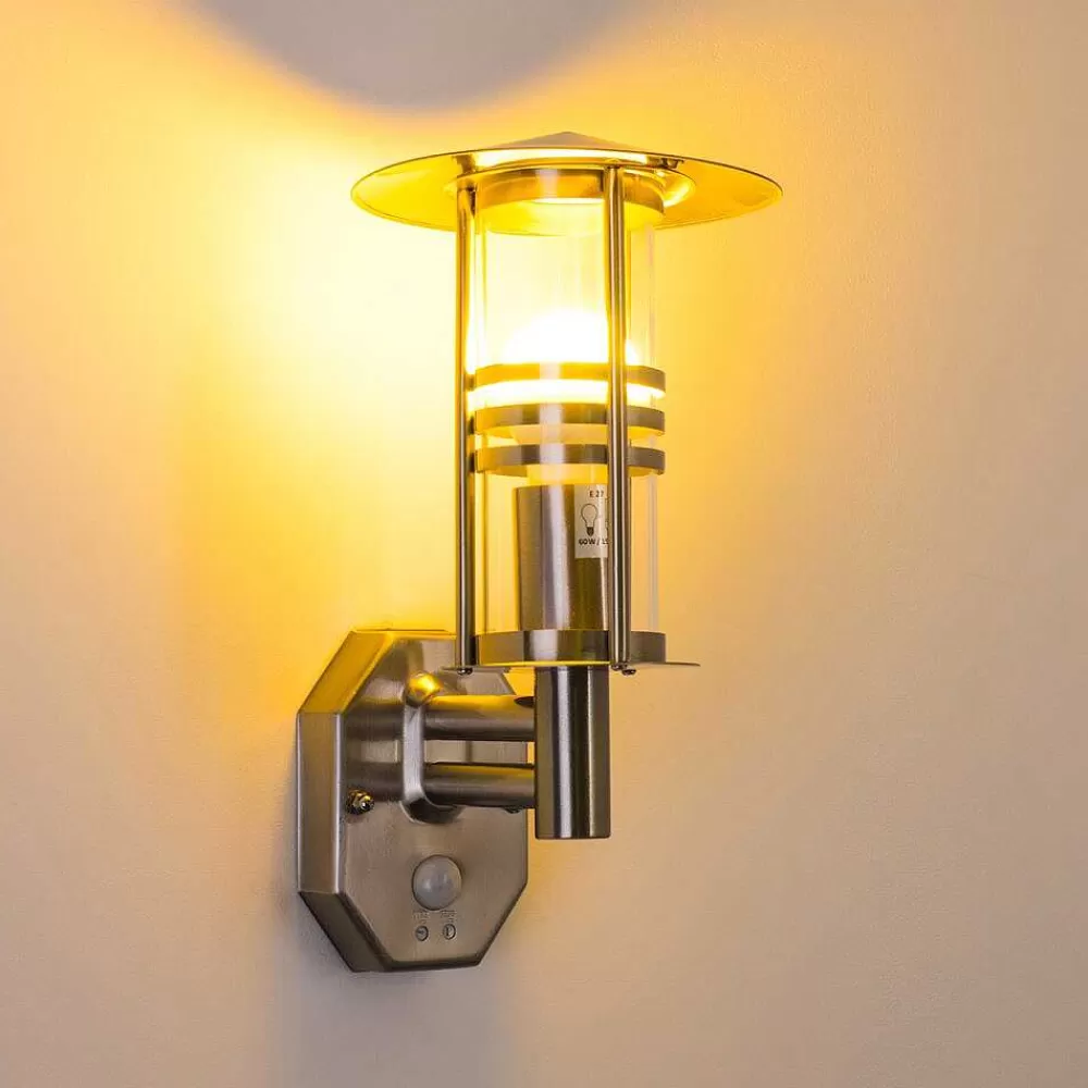 hofstein Applique Murale Forli Acier Inoxydable, 1 Lumiere, Detecteur De Mouvement