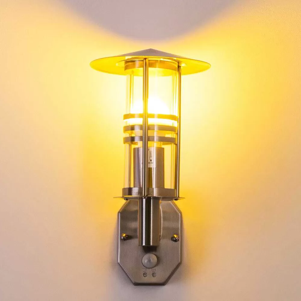 hofstein Applique Murale Forli Acier Inoxydable, 1 Lumiere, Detecteur De Mouvement